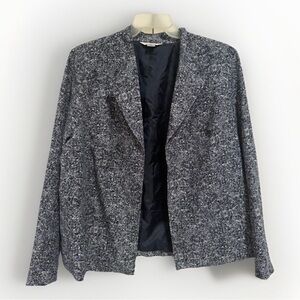 CJ Banks Black and White Textured Blazer Women’s Size 1X Open Front